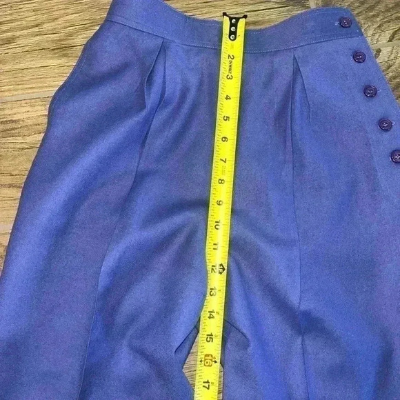 Vintage Christian Dior Blue Pleated Wool Pants - Picture 6 of 6